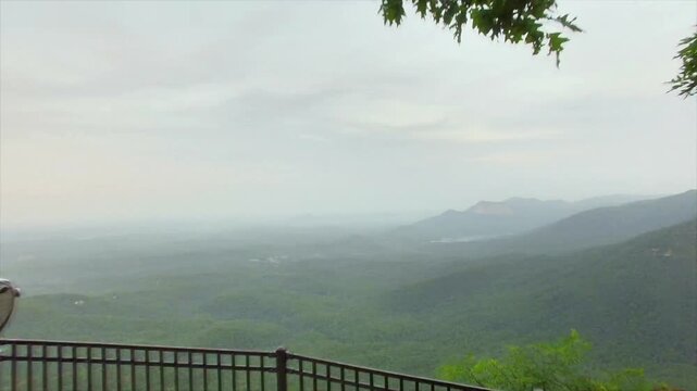 Aerial Drone View Flying Out from Caesars Head State Park South Carolina