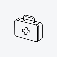 Isometric outline of a first aid kit with a cross medical