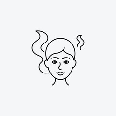 Woman's Face with Wavy Hair and Steam Icon female head