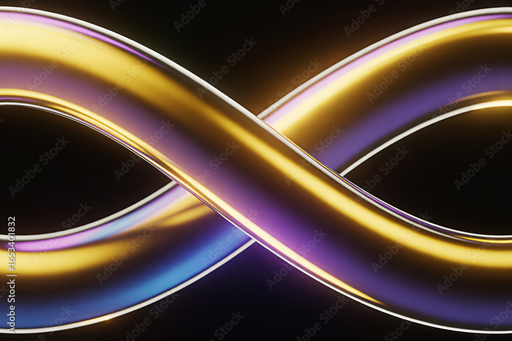 Aufkleber infinity symbol golden loop abstract design endless shape futuristic technology background render il