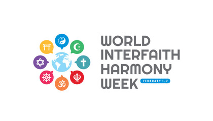 world interfaith harmony week concept vector flat design