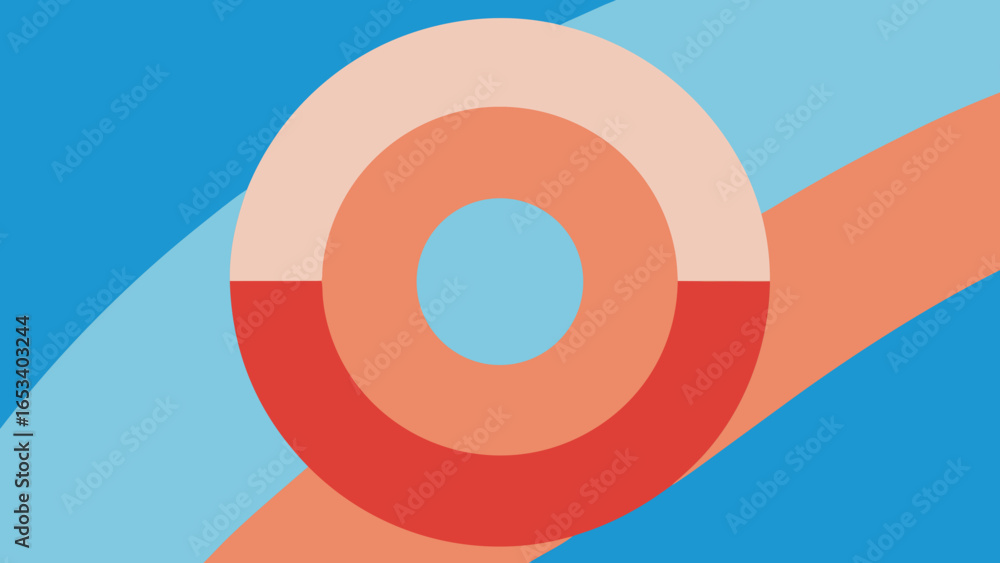 Poster abstract circular target with orange and blue waves concentric circles rings transparency background