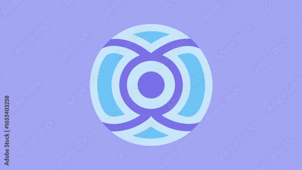 Poster abstract circular pattern with light blue and purple rings on lavender transparency background graph