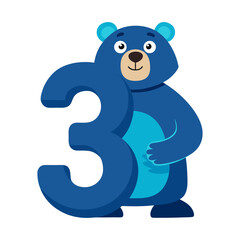 Playful Alligator Character with Big Number Three Illustration, Fun Kids Cartoon Design, Educational Children Book Vector Artwork