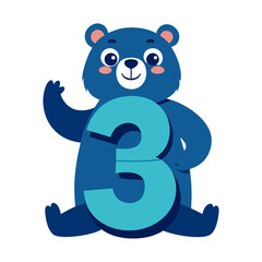 Playful Alligator Character with Big Number Three Illustration, Fun Kids Cartoon Design, Educational Children Book Vector Artwork