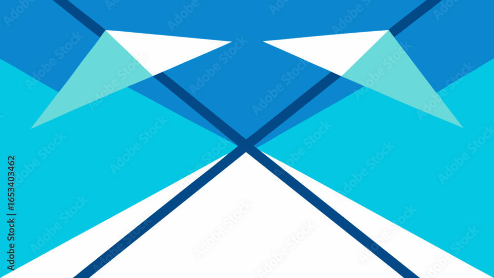 Poster abstract geometric pattern with intersecting blue and transparency background white shapes backgroun