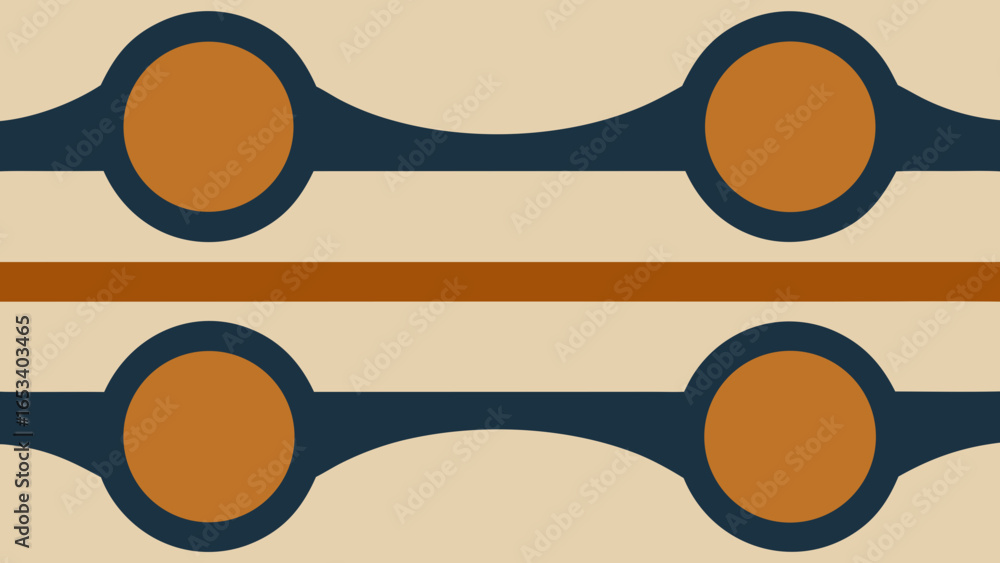 Aufkleber abstract geometric pattern with circles and lines in beige navy and orange transparency background