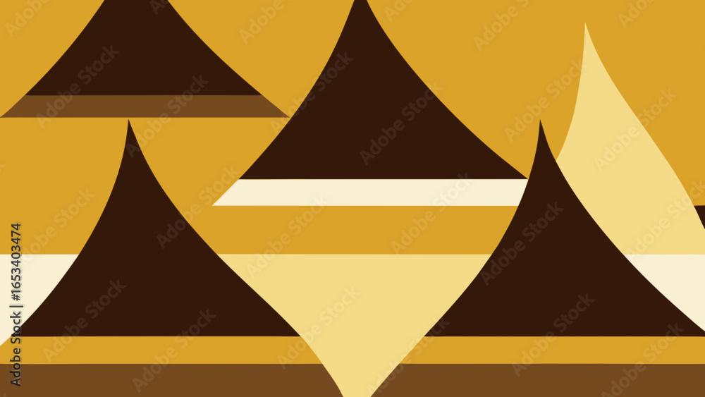 Aufkleber abstract geometric pattern with overlapping triangles in warm earthy tones of brown and yellow trans