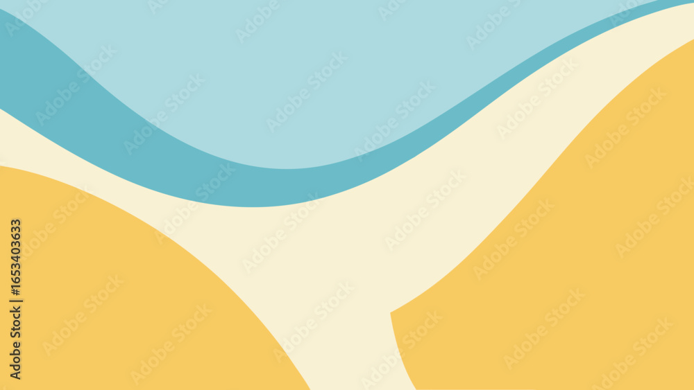 Aufkleber abstract minimalist wavy shapes in soft pastel colors representing beach and sky transparency backgr