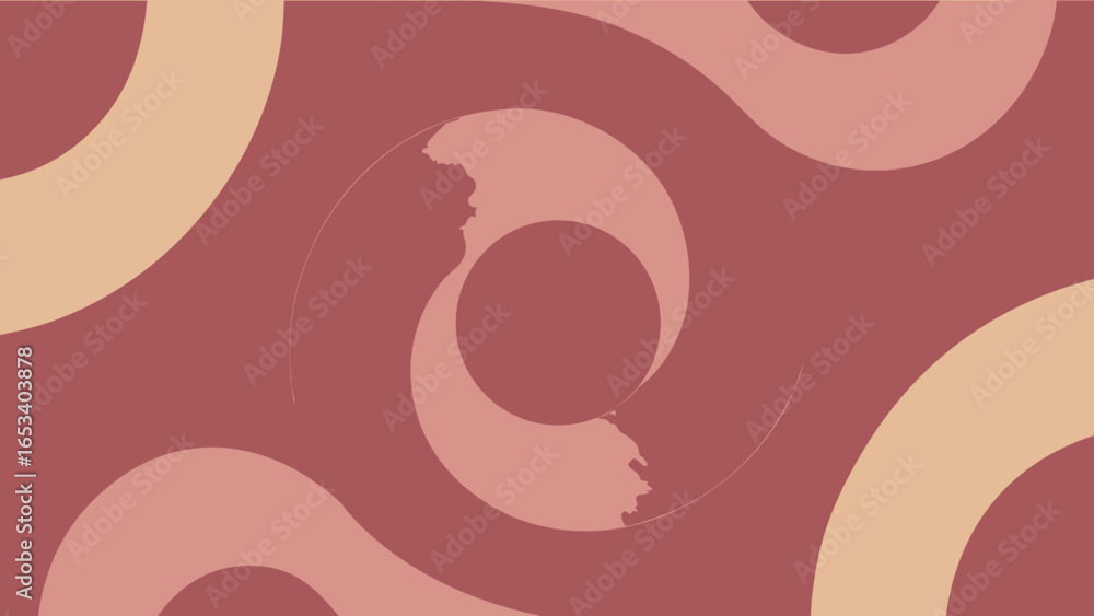 Poster abstract swirling shapes in muted red and beige tones transparency background pattern