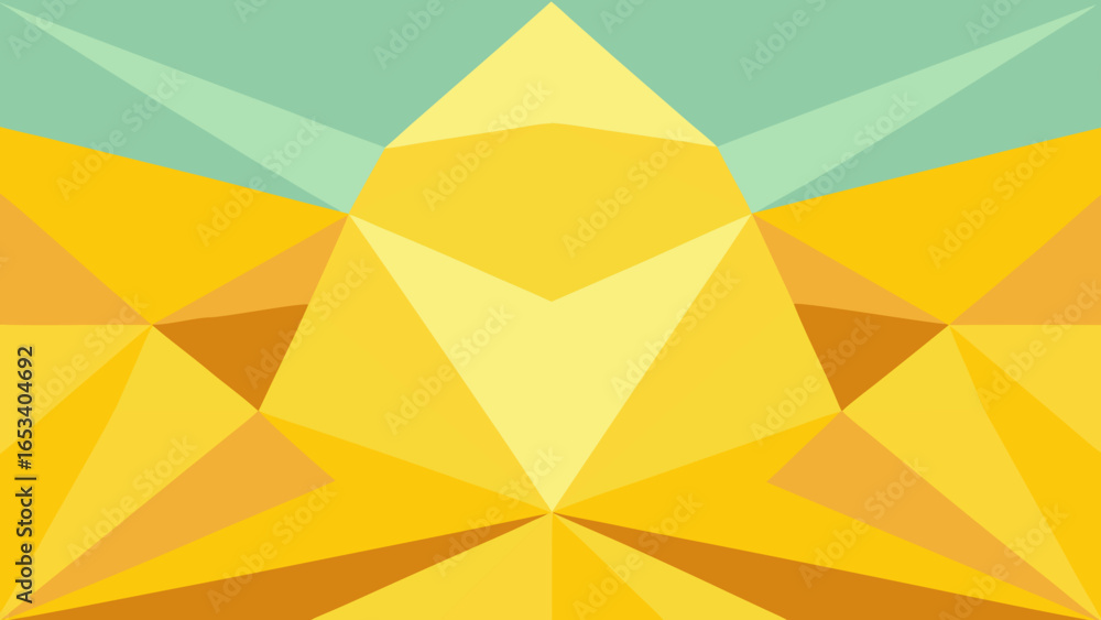 Poster geometric abstract pattern with yellow orange and teal color palette transparency background