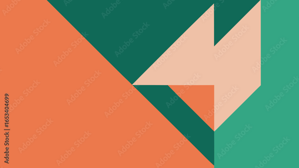 Poster geometric abstract transparency background with coral teal and peach triangles and shapes vector ill