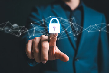 Cyber security padlock digital technology protection network security and data privacy concept 100