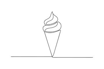 Single line drawing a soft serve ice cream cone a Continous line vector