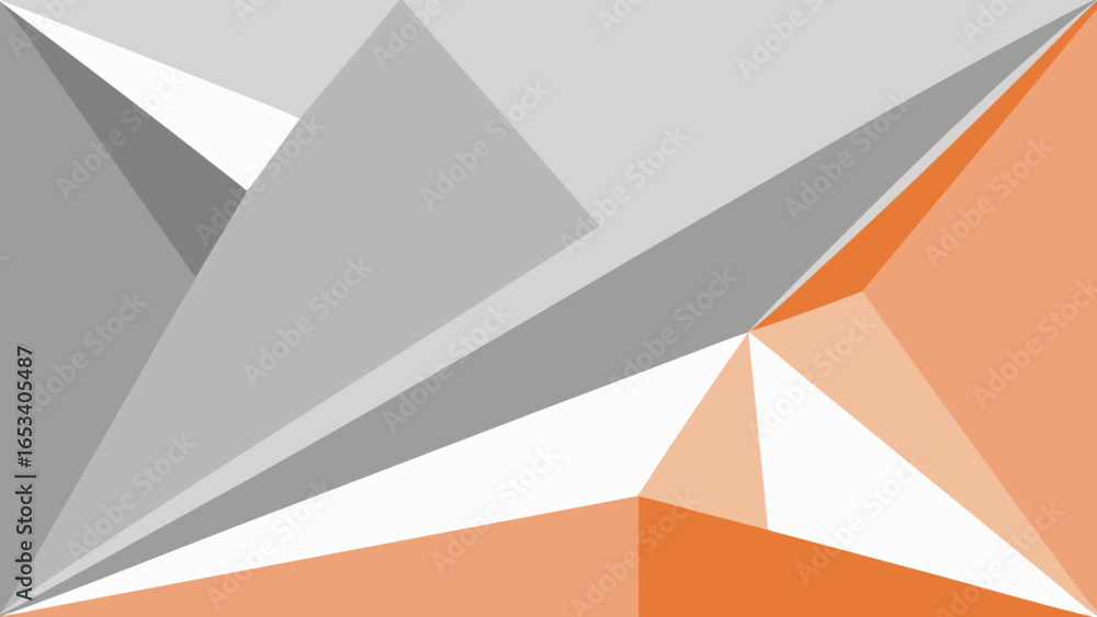 Poster sharp geometric abstract transparency background with gray orange and white triangles vector illustr