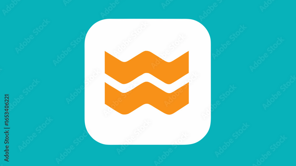 Aufkleber transparency background white rounded square icon with orange wavy lines on teal background vector i