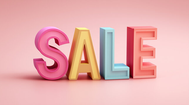 3d sale banner colorful on the pink background. Minimalist retail marketing composition for promotional design and advertising. AI generation