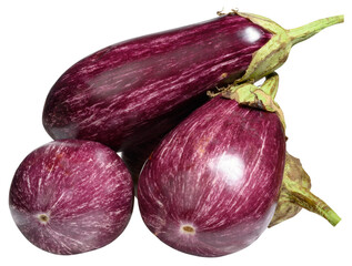 Fresh striped eggplant, isolated background