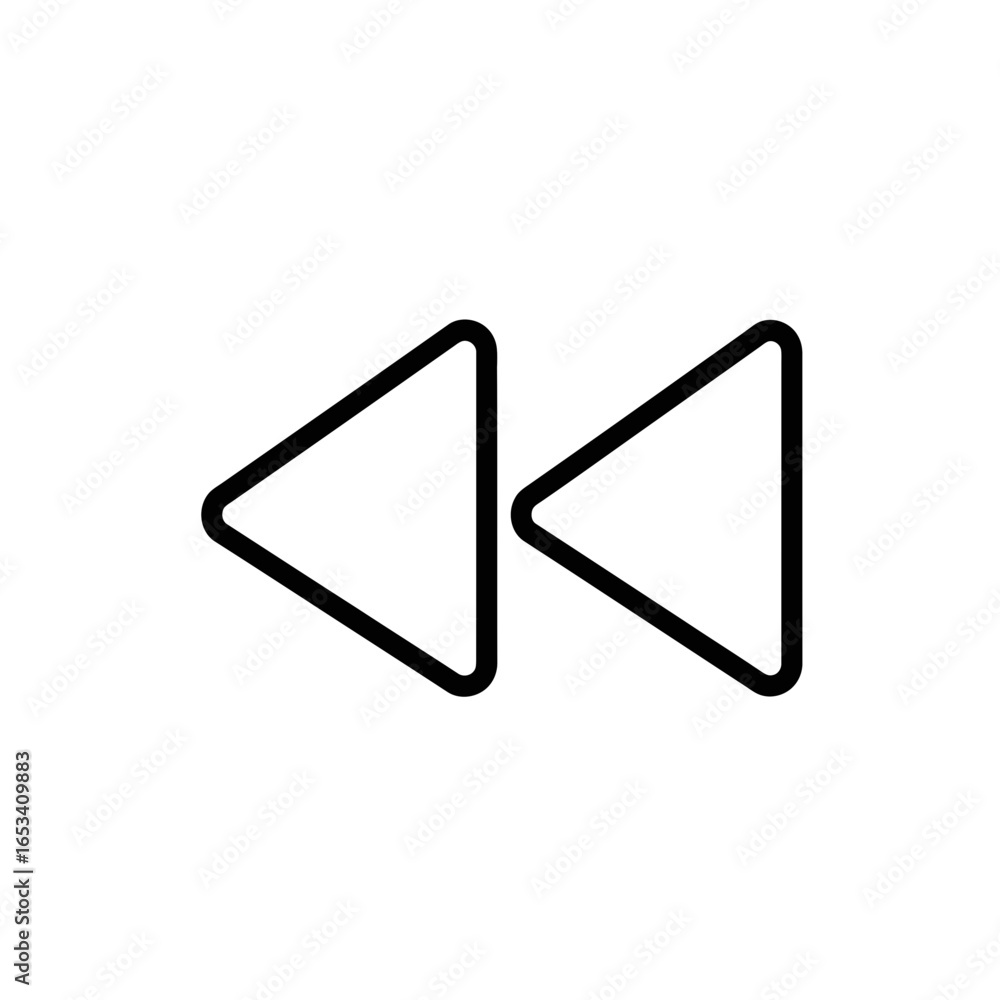 Poster vector icon of backward control button in minimal style