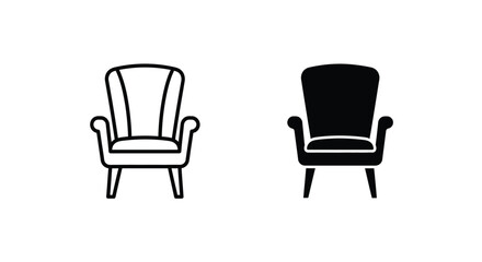 Fototapeta premium Chair Icon - Simple Outline and Solid Design
