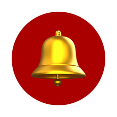 Golden bell icon on red circle background