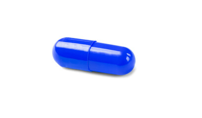 blue pill capsule isolated on white background
