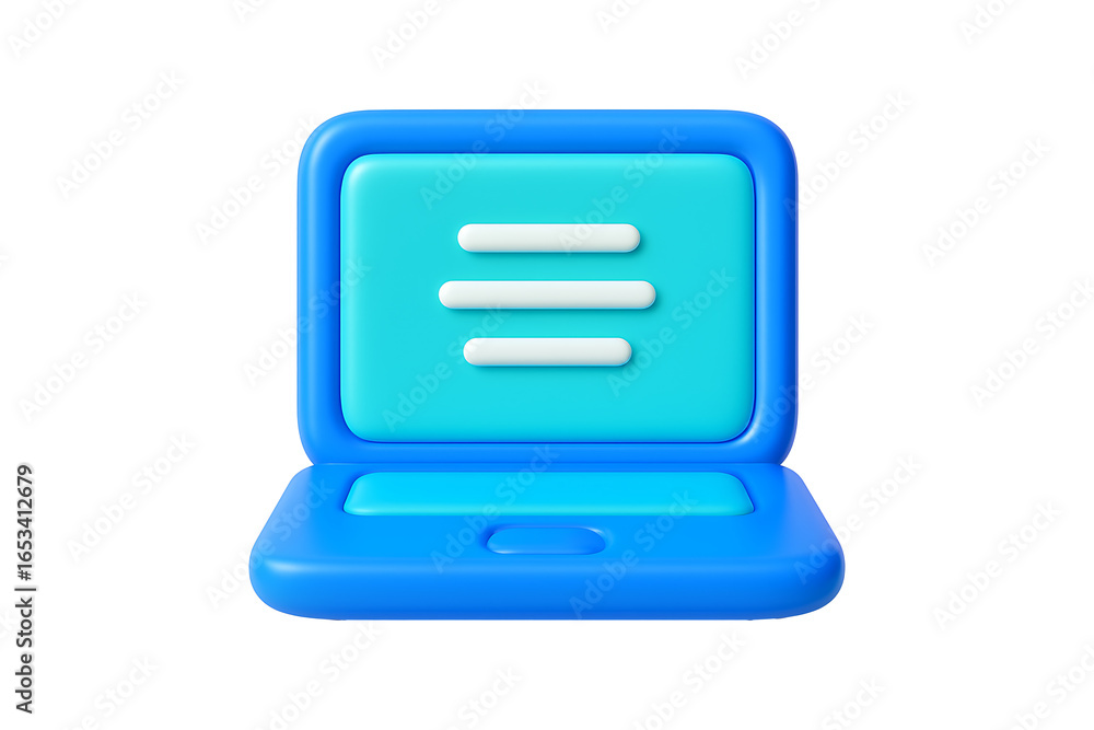 Aufkleber 3d blue computer device icon for digital use isolated on a transparent background