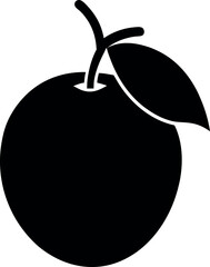 Sapodilla Fruit Silhouette with Single Leaf