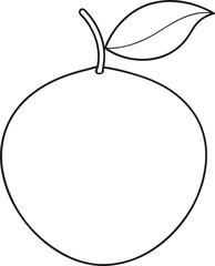 Sapodilla Fruit Line Art with Single Leaf