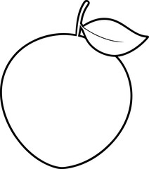Sapodilla Fruit Outline Drawing with Leaf
