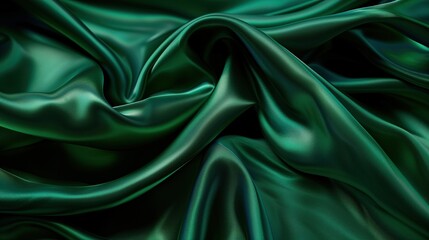 Obraz premium Photorealistic full screen background of luxurious emerald green silk fabric