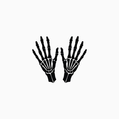 Black and white illustration of skeleton hands bones