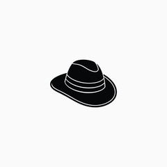 Black Fedora Hat Silhouette on White Background fashion