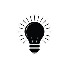 Black Light Bulb Icon with Rays idea innovation