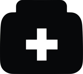 Fototapeta premium Black first aid kit icon isolated on transparent background