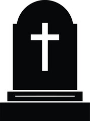 Obraz premium Black gravestone with cross symbol isolated on transparent background