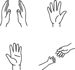 Hand gesture line art illustration collection