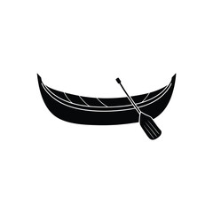 Black silhouette of a canoe with paddle boat watercraft