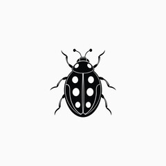 Black silhouette of a ladybug with spots insect beetle