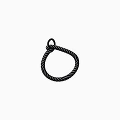 Black silhouette of a knotted rope loop cord string