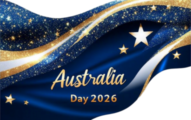 Australia Day 2026 banner featuring a close design symbolizing national pride celebration culture heritage and patriotic holiday spirit isolated on transparent background PNG