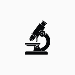 Black silhouette of a scientific microscope science