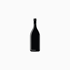 Black silhouette of a wine bottle with a narrow neck
