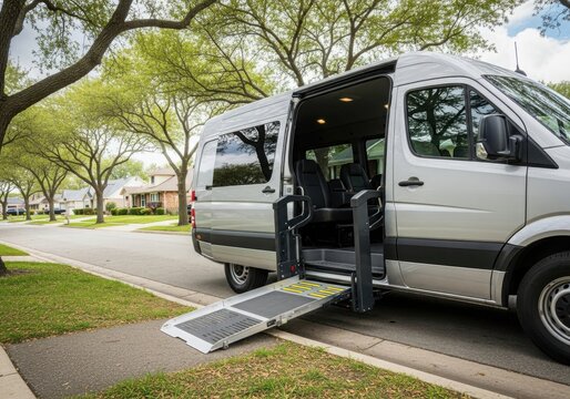 Accessible van with wheelchair lift open