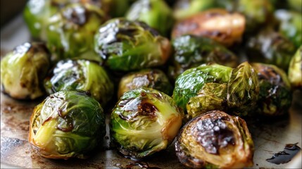 Roasted Brussels Sprouts Close-Up: Healthy and Delicious