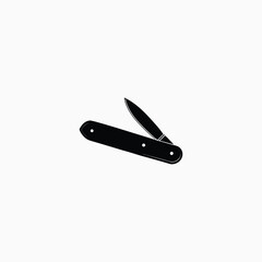 Black silhouette of an open pocket knife blade tool