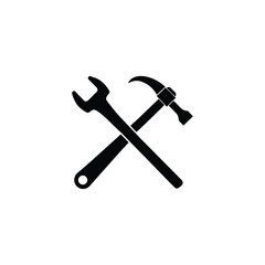 Crossed Hammer and Wrench Silhouette tool