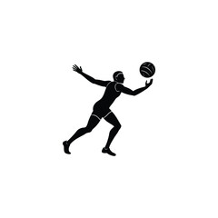 Silhouette of a volleyball player serving the ball Keywords: volleyball, player, athlete, sport