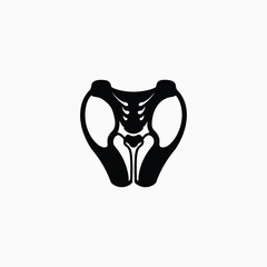 Stylized silhouette of human pelvis skeleton bones