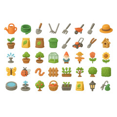 Array of 3D Rendered Gardening and Nature Icons on transparency background Black Background plants symbols isolated on a transparent background